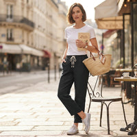 Pantalon Linéa en coton et lin