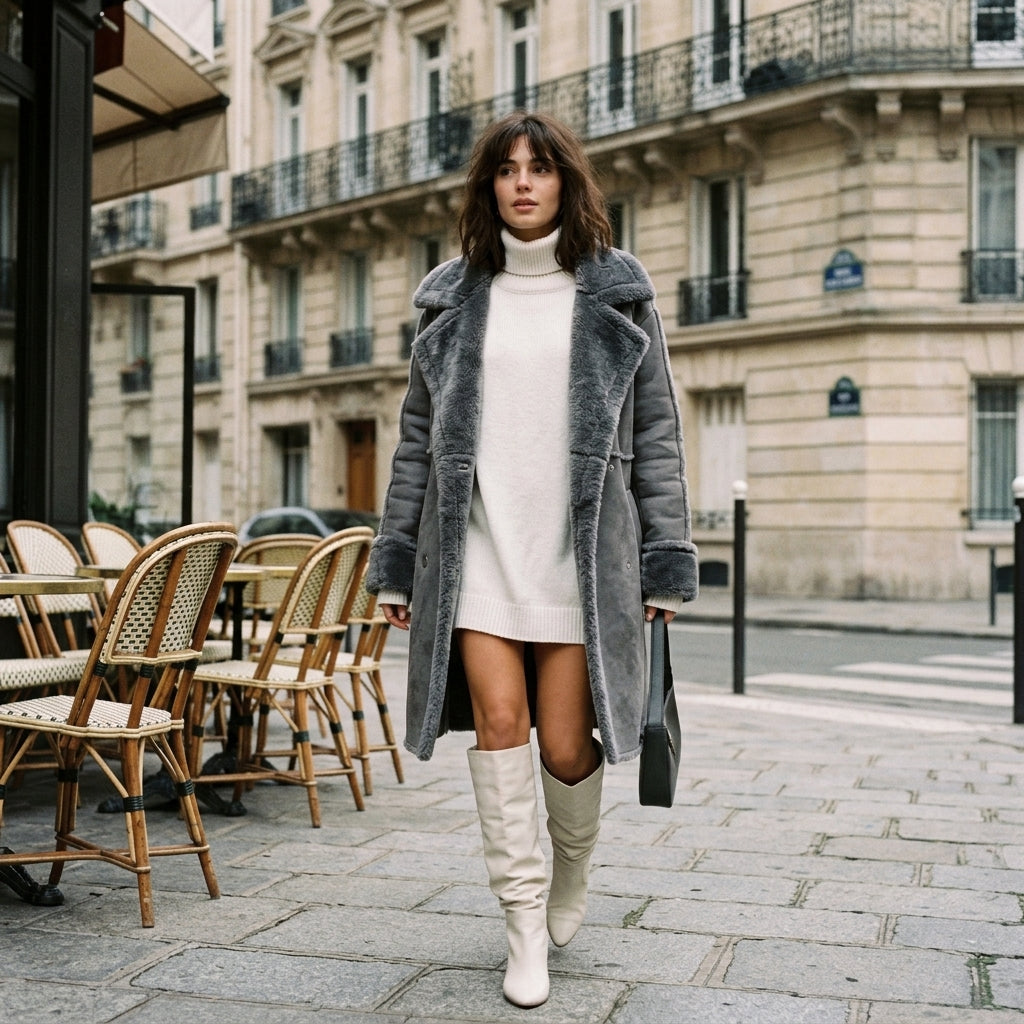 Manteau d'hiver long en fausse fourrure