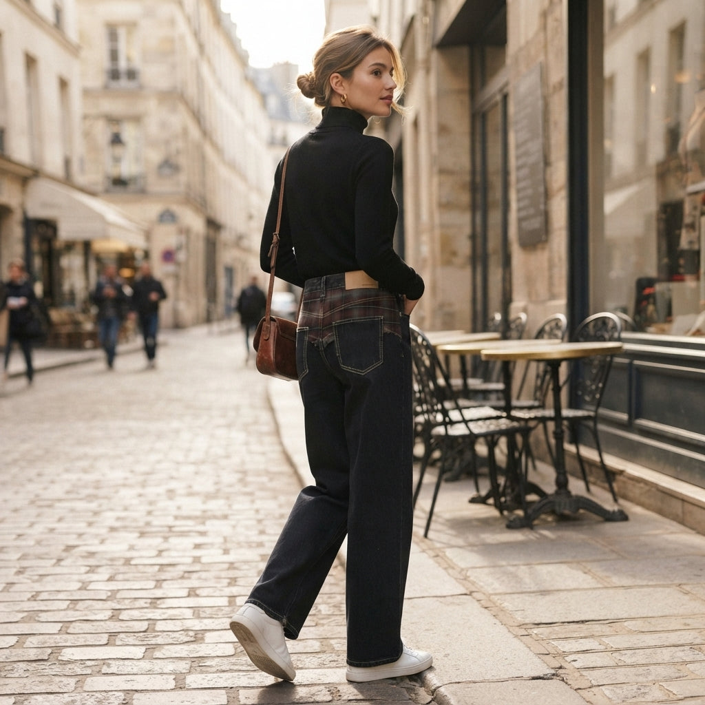 Jean boyfriend taille haute délavé