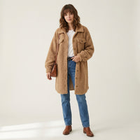 Manteau long oversize en sherpa