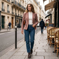 Veste cintrée en suédine effet velours