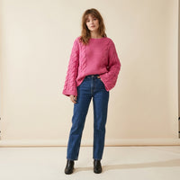 Maxi-pull en maille torsadée oversize