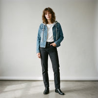 Veste en jean à capuche doublée de sherpa