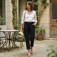 Pantalon en velours côtelé à jambes larges Lisette