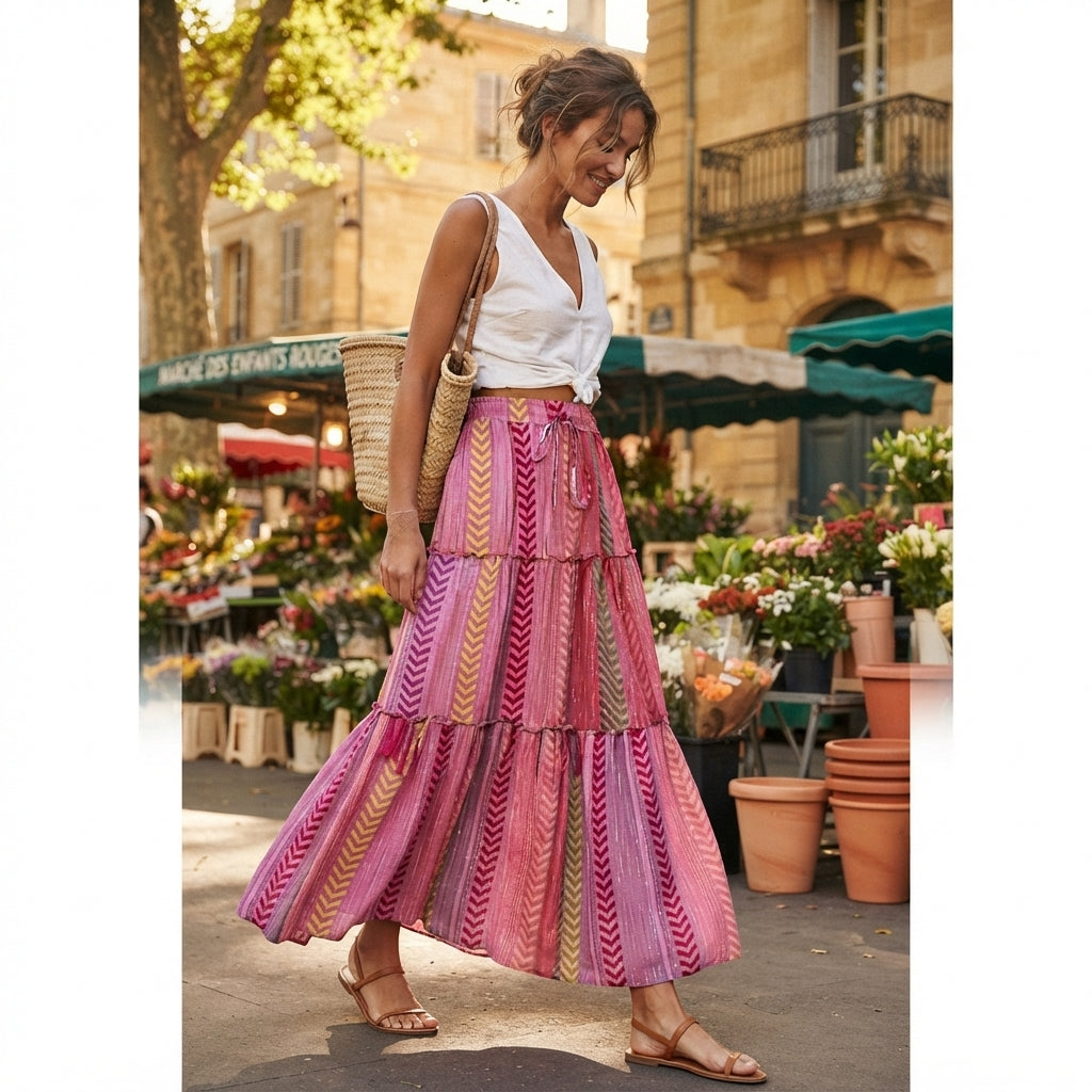 Jupe longue patchwork bohème