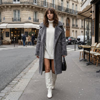 Manteau d'hiver long en fausse fourrure
