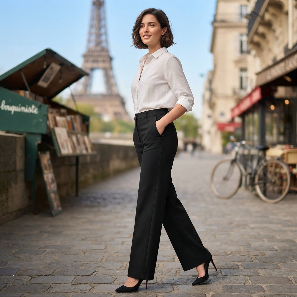 Pantalon droit taille haute Montarello
