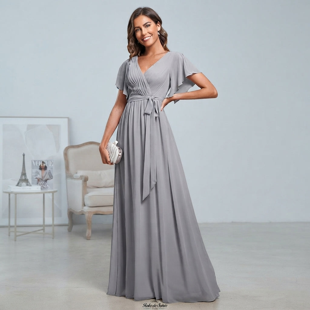 Robe longue en mousseline à volants Eulalie