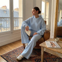 Ensemble deux pièces en maille à capuche