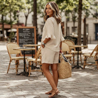 Ensemble deux pièces short aspect lin