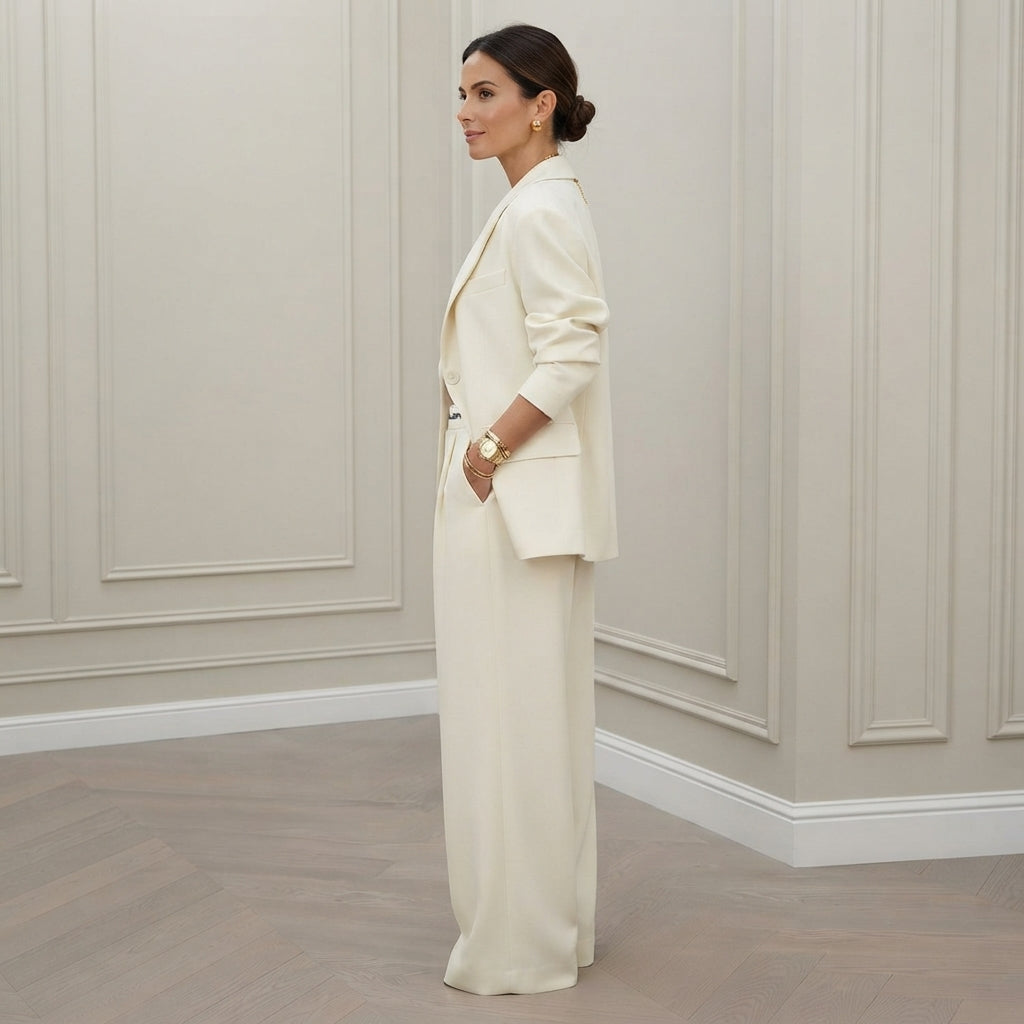 Ensemble blazer à jambes larges sur mesure