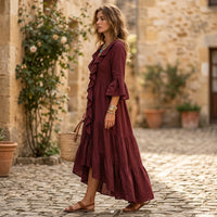 Robe midi bohème à volants