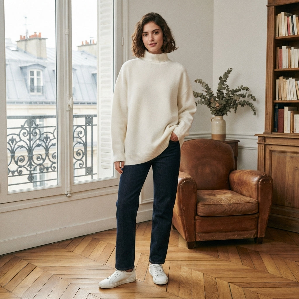 Robe-pull à col roulé oversize