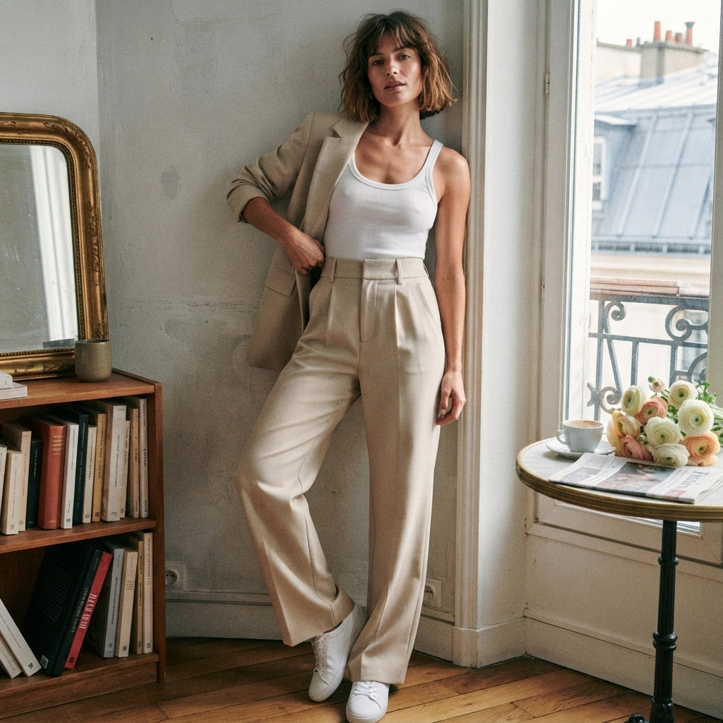 Pantalon plissé à jambes larges Montarello