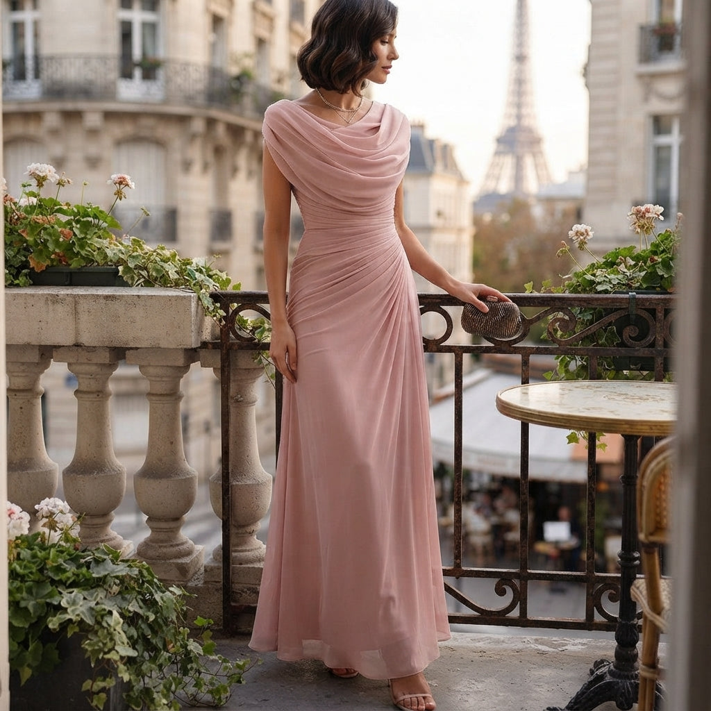 Robe longue drapée de soirée