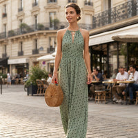 Combinaison dos nu à jambes larges à motif cachemire