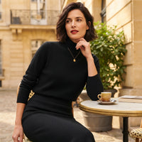 Ensemble jupe et col roulé côtelé