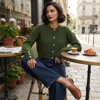 Gilet en maille duveteuse à boutons sur le devant