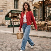 Gilet en maille duveteuse à boutons sur le devant