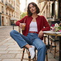 Gilet en maille duveteuse à boutons sur le devant
