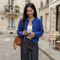 Gilet en maille duveteuse à boutons sur le devant