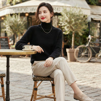 Pull à col roulé ajusté en pur cachemire