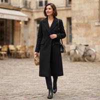 Manteau long Charlotte en laine mélangée