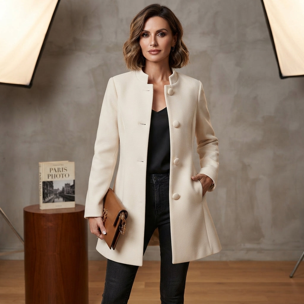 Manteau d'hiver à col montant et boutons