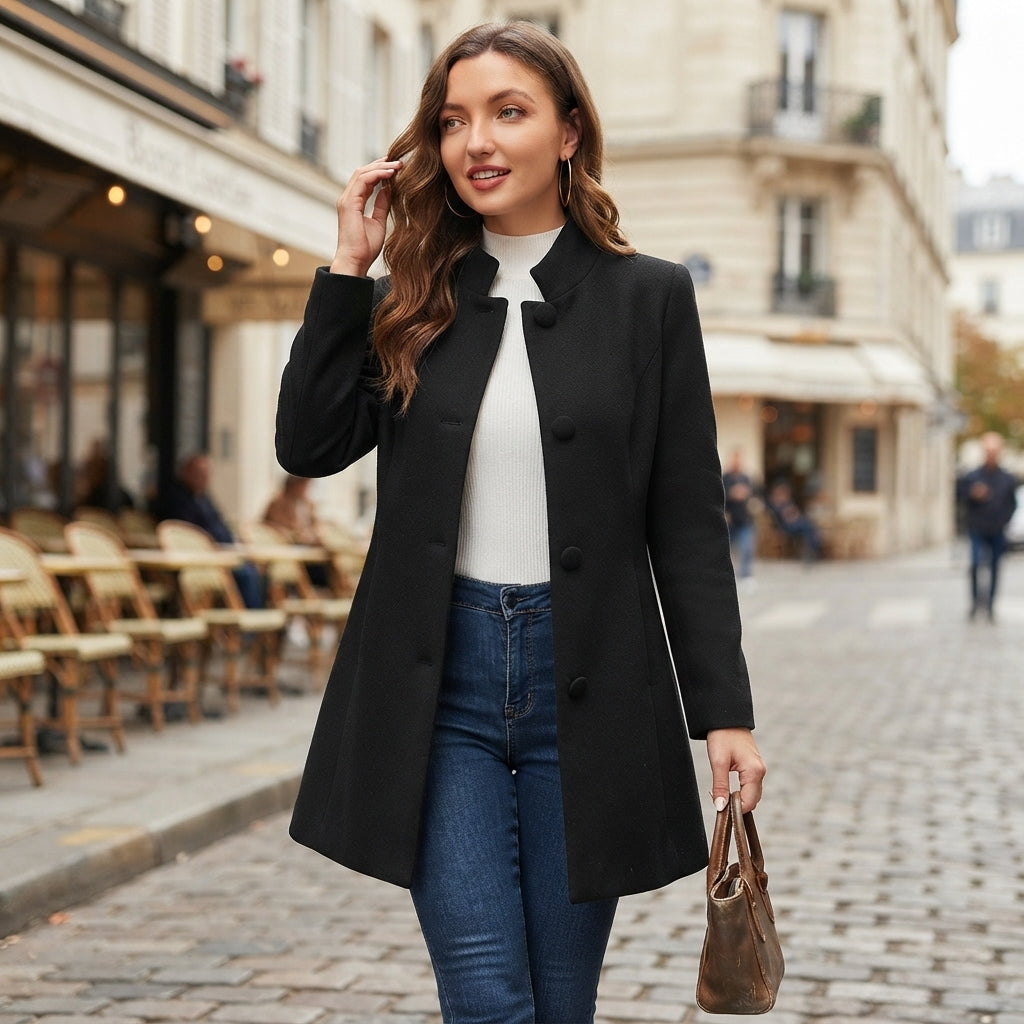 Manteau d'hiver à col montant et boutons