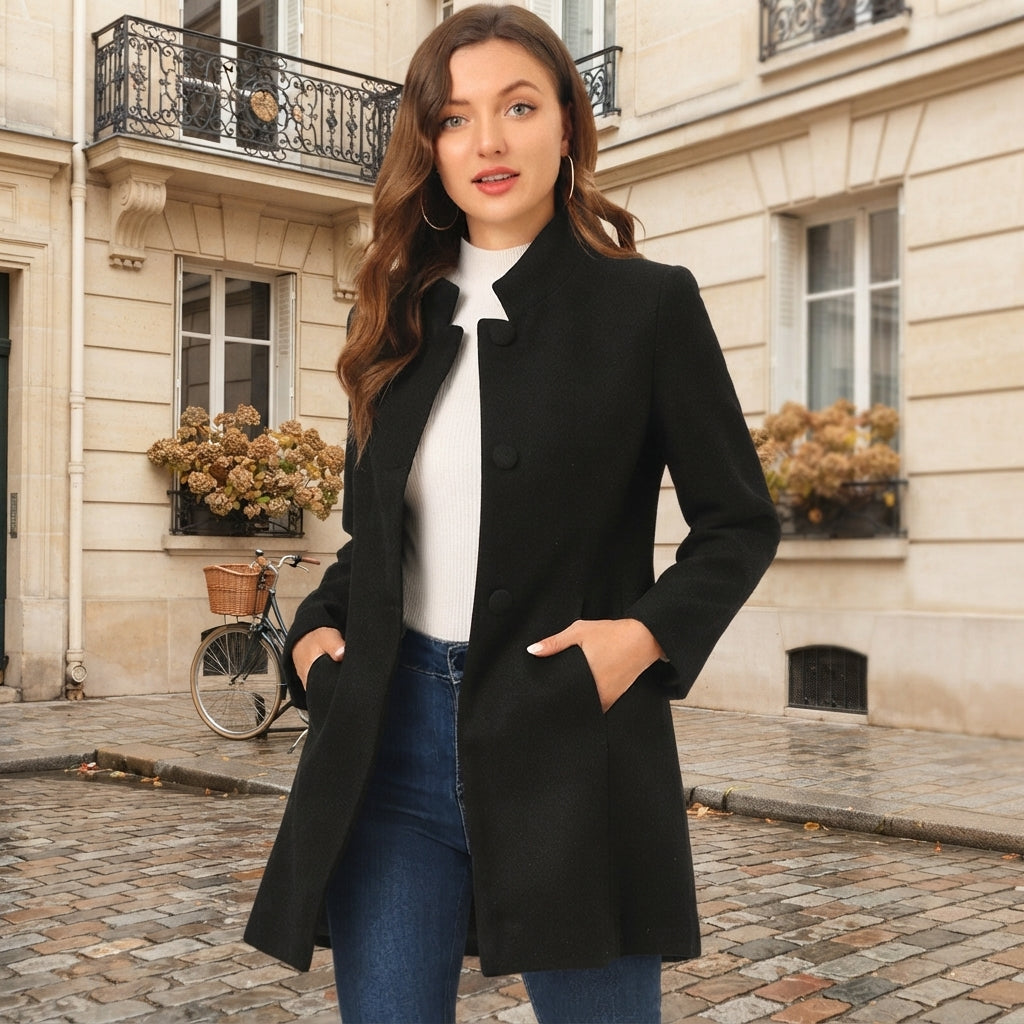 Manteau d'hiver à col montant et boutons