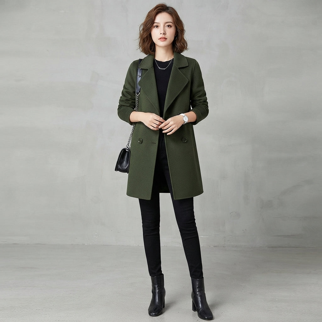 Manteau croisé en laine sur mesure