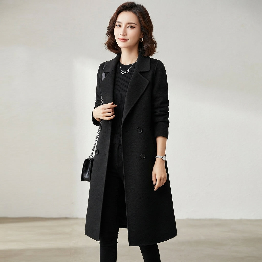 Manteau croisé en laine sur mesure