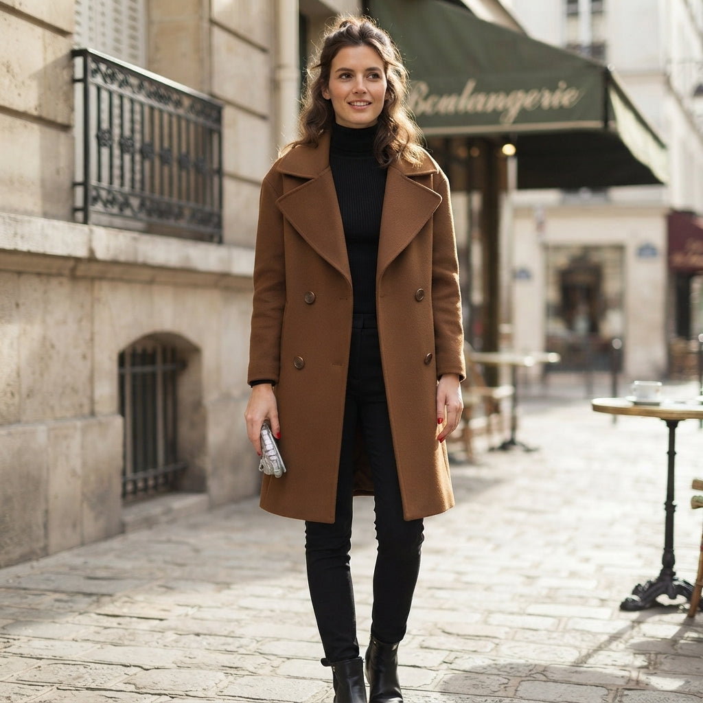 Manteau croisé en laine sur mesure