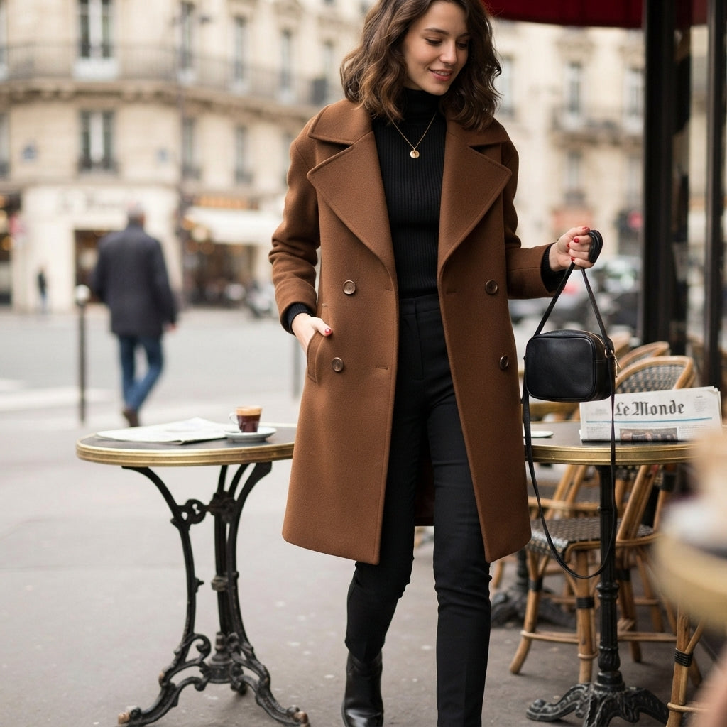 Manteau croisé en laine sur mesure