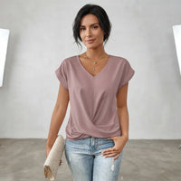 T-shirt décontracté à col en V drapé