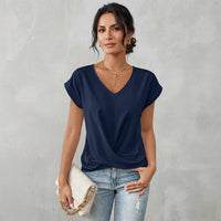 T-shirt décontracté à col en V drapé