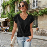 T-shirt décontracté à col en V drapé