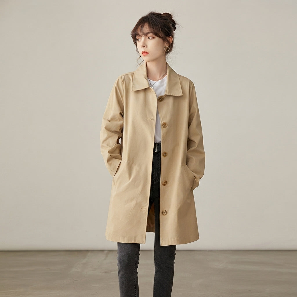 Trench-coat mi-long à boutons