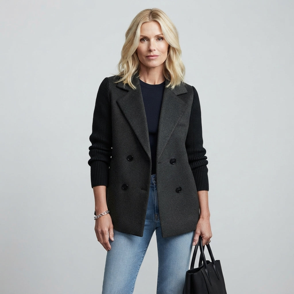 Veste courte en laine à double boutonnage