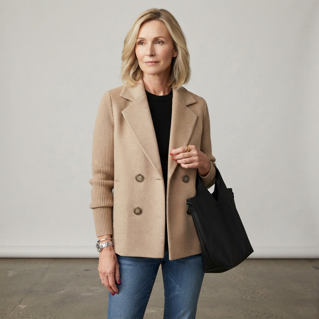 Veste courte en laine à double boutonnage