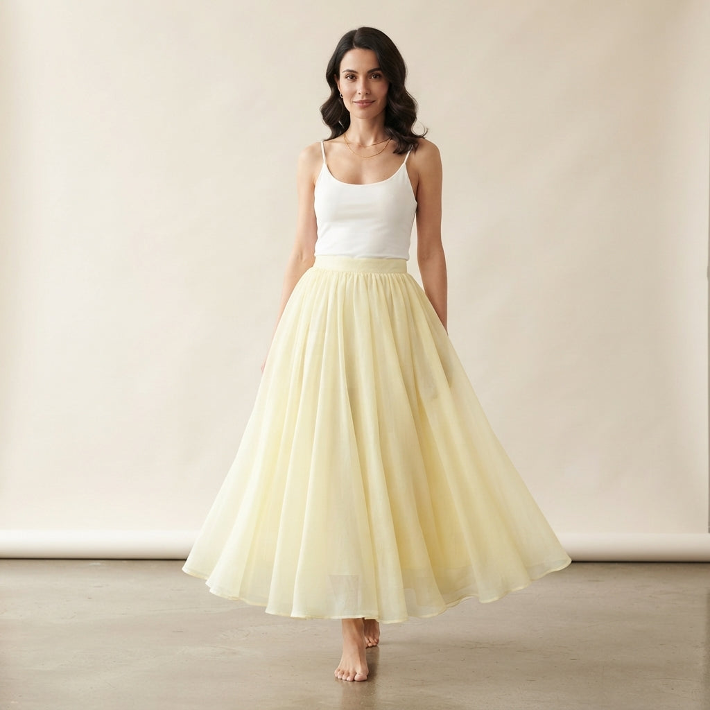 Jupe longue fluide à taille élastique