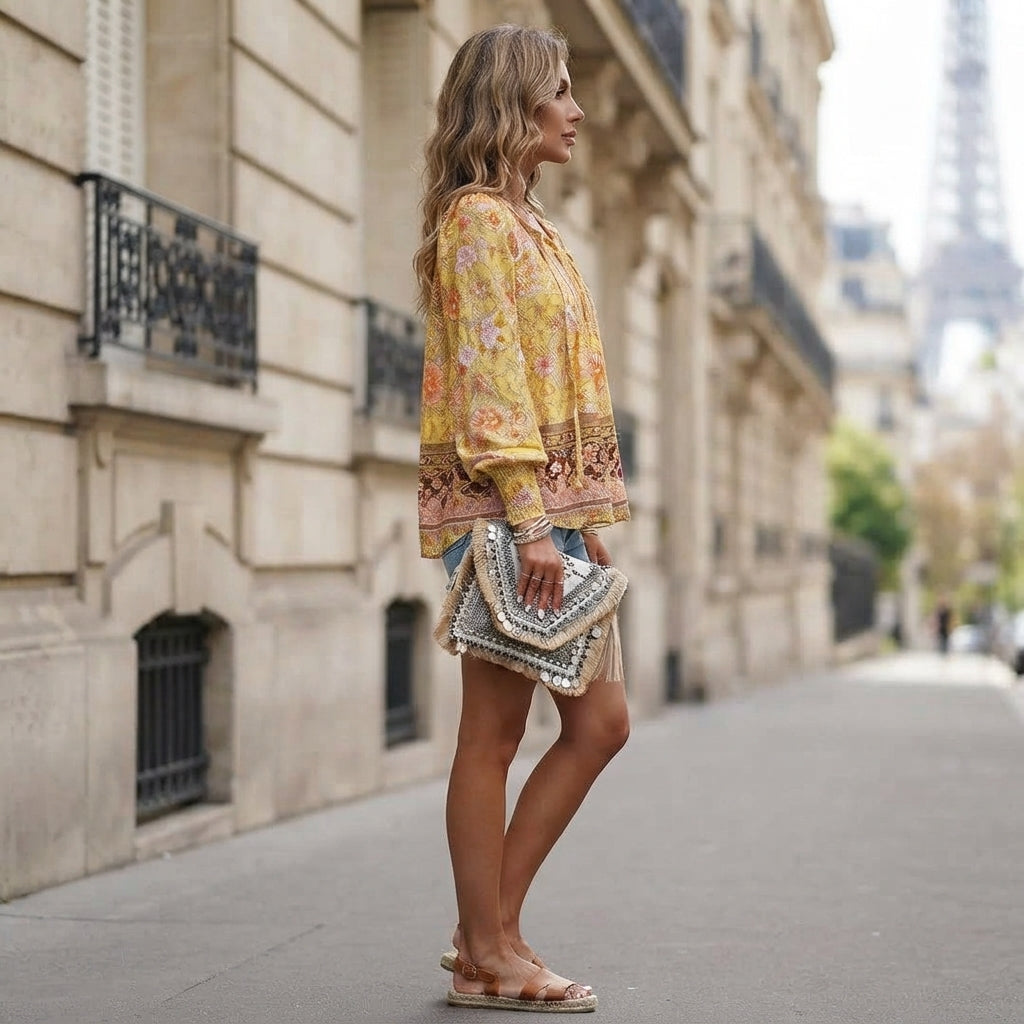 Blouse bohème fleurie et fluide