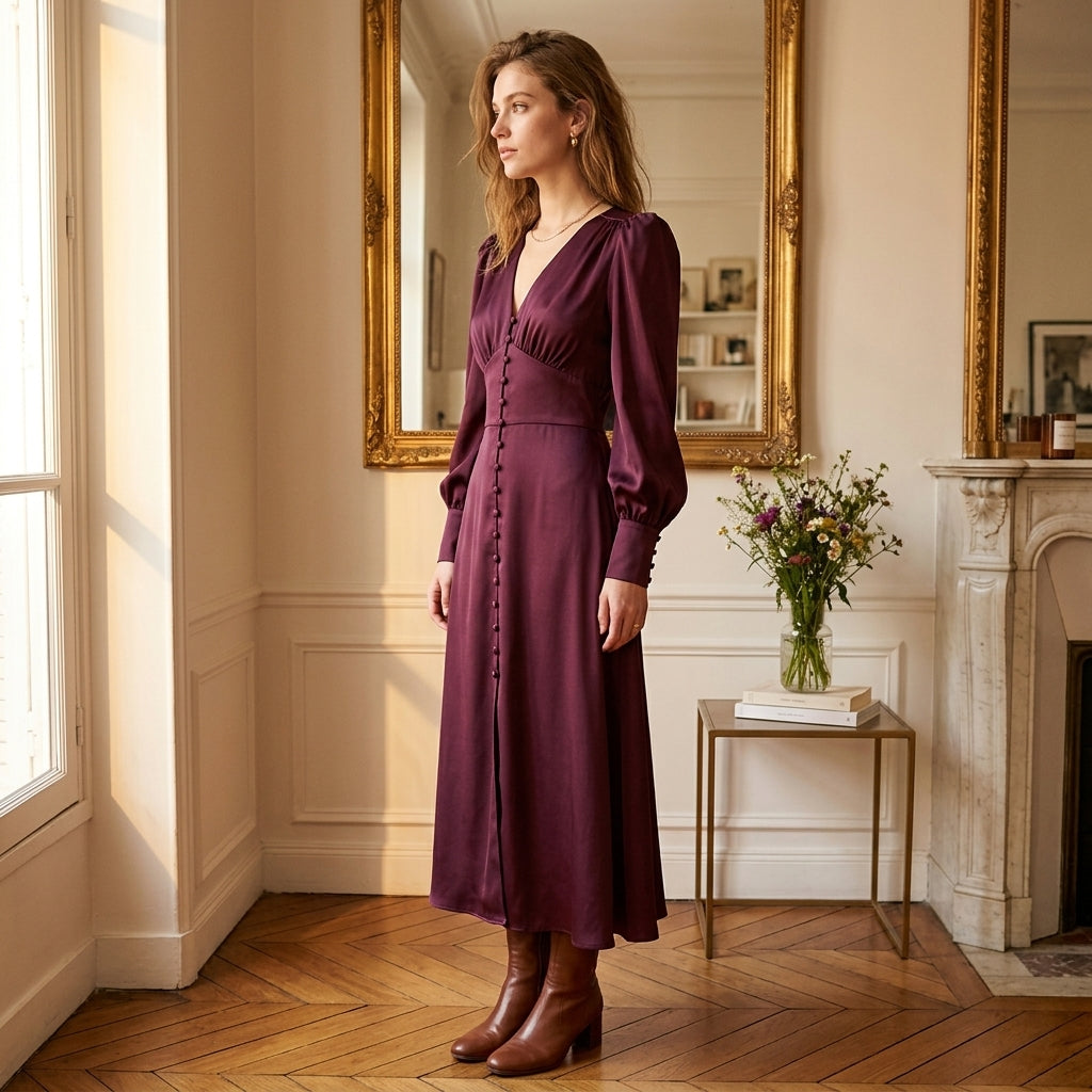 Robe midi en satin Juliette