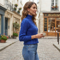 Pull à col roulé en maille torsadée