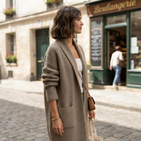 Gilet long oversize ouvert sur le devant
