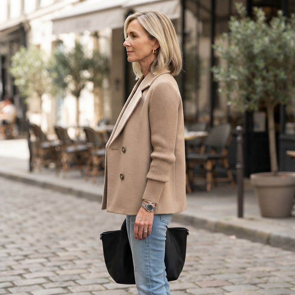 Veste courte en laine à double boutonnage