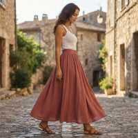 Jupe longue fluide à taille élastique