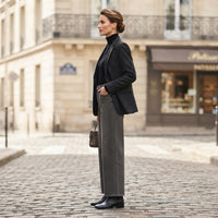 Pantalon large taille haute