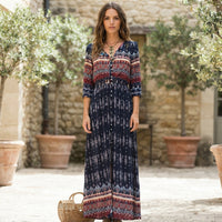 Robe longue bohème boutonnée à l'avant