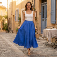 Jupe longue fluide à taille élastique